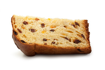 Panettone-  Italian type of sweet bread loaf originally from Milan usually prepared and enjoyed for Christmas and New Year - obrazy, fototapety, plakaty