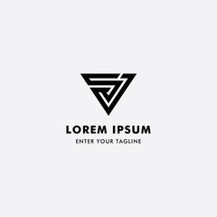 Logo Letter SJ Triangle, Concept Letter S + J Shaped Triangle.