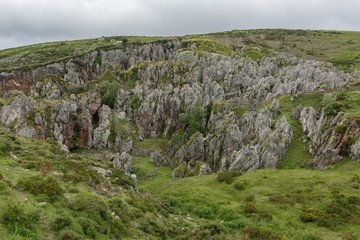 Ancient Mines on the peaks of Europe near the lakes of Covadonga as a tourist attraction to visit (Asturias, Spain)