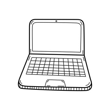 Hand drawn Laptop isolated on a white. Sketch. Vector illustration.