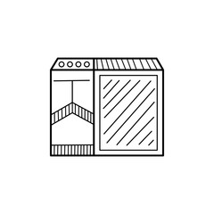 Hand drawn personal computer isolated on a white. Sketch. Vector illustration.