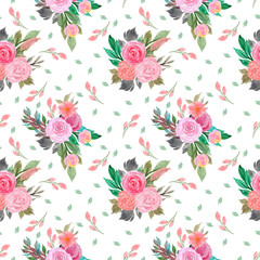watercolor seamless floral pattern with flowers