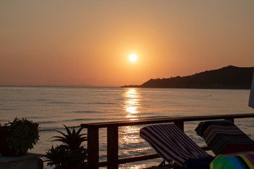 Fototapeta na wymiar Alykes beach sunset
