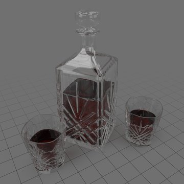 Whiskey in glasses and decanter