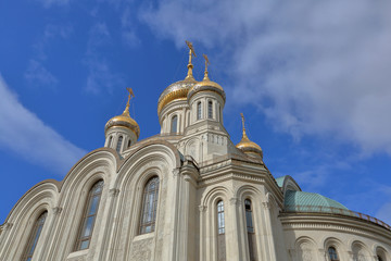Fototapeta premium Exterior of the christian orthodox church of the Sretensky monastery. Moscow, Russia