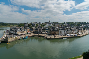 panorama cityscape view of the old town and river of Auray in Brittany in western France