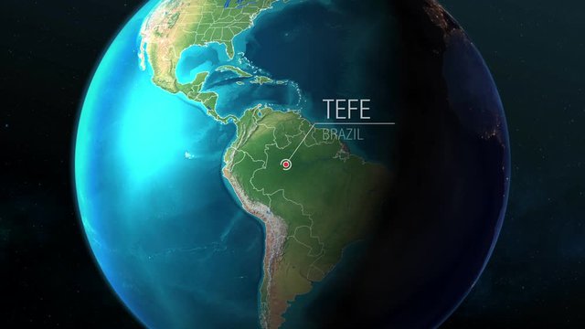 Brazil - Tefe - Zooming from space to earth