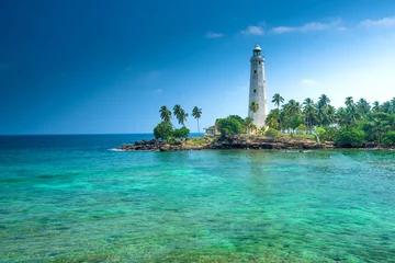 Foto op Aluminium Lighthouse and beautiful beach landscape in Sri Lanka © surangaw