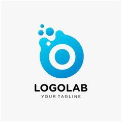 molecule initial Letter O Logo design. Lab Logo Design Element , Design Vector with Dots. - VECTOR