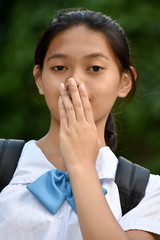 Shy Cute Asian Student Teenager School Girl