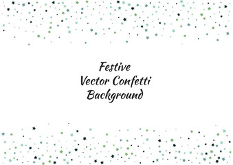 Festive color star confetti background. Abstract frame confetti texture for holiday, postcard, poster, website, carnivals, birthday and children's parties. Cover confetti mock-up. Wedding star layout