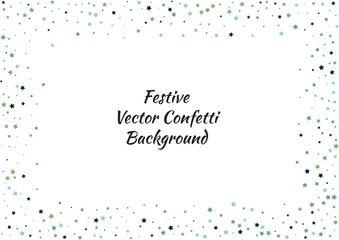 Festive color star confetti background. Abstract frame confetti texture for holiday, postcard, poster, website, carnivals, birthday and children's parties. Cover confetti mock-up. Wedding star layout