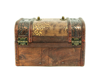 An old casket. Isolated on white background