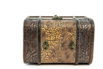 An old casket. Isolated on white background