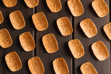 Set of frSet of french fries on wooden table backgroundench fries on wooden table background