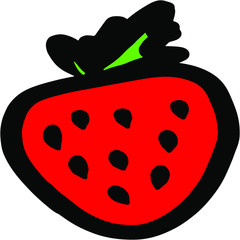 Garden strawberry fruit or cartoon strawberries flat color vector icon for food apps and websites