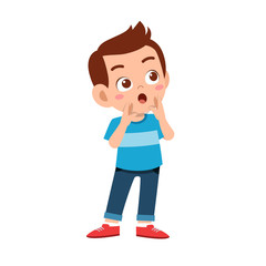 cute kid teen boy show facial expression