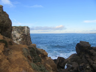 clifs with the blue ocean in peniche, portugal