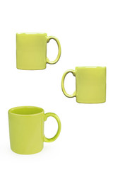 green mug seen from different angles