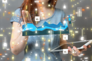 Economic graph with diagrams on the stock market, for business and financial concept