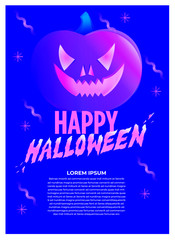 Modern illustration of Happy halloween - Creepy jack-o-lantern
