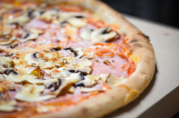 tasty italian pizza with fresh ingredients & vegetables