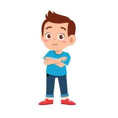 cute kid teen boy show facial expression