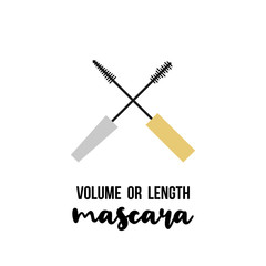 Fototapeta premium Black mascara applicator. Volume mascara vs length mascara. Vector illustration, flat design