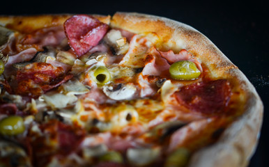 tasty italian pizza with fresh ingredients & vegetables