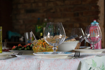 table set for christmas dinner