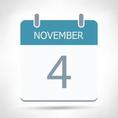 November 4 - Calendar Icon - Calendar flat design template