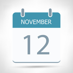 November 12 - Calendar Icon - Calendar flat design template