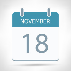 November 18 - Calendar Icon - Calendar flat design template