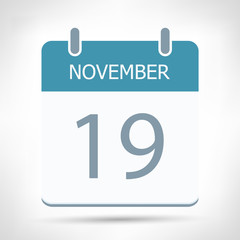 November 19 - Calendar Icon - Calendar flat design template