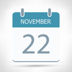 November 22 - Calendar Icon - Calendar flat design template
