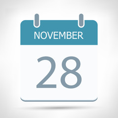 November 28 - Calendar Icon - Calendar flat design template
