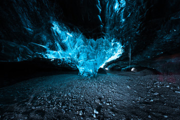 Beautiful glacier ice cave in Iceland