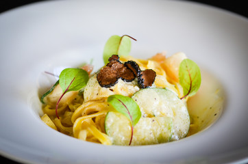 tagliatelle with black truffles & baby pumpkin