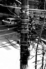 Mess of wires on pole