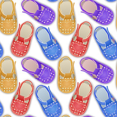Seamless endless pattern with children's shoes, can be used as a pattern for girls clothes