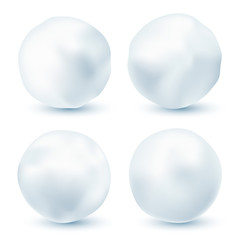 Snowball isolated on white background. Snowballs collection. Frozen ice ball. Winter decoration for Christmas or New Year. Vector snow.