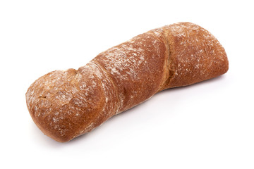 French rye bread, ciabatta, isolated on white background