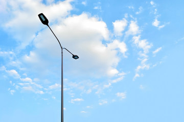 street lamp on blue sky
