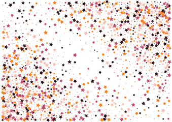 Festive color star confetti background. Abstract frame confetti texture for holiday, postcard, poster, website, carnivals, birthday and children's parties. Cover confetti mock-up. Wedding star layout