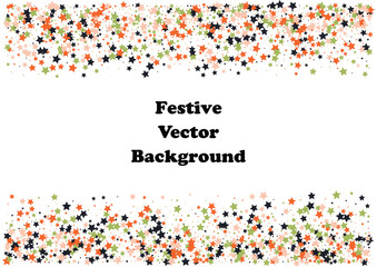 Festive color star confetti background. Abstract frame confetti texture for holiday, postcard, poster, website, carnivals, birthday and children's parties. Cover confetti mock-up. Wedding star layout