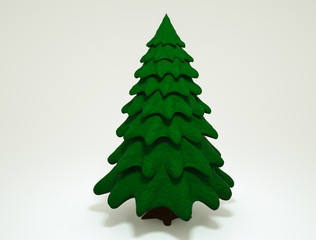 stylized three-dimensional model of spruce on a white background. 3d rendering illustration