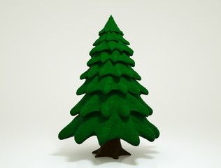 stylized three-dimensional model of spruce on a white background. 3d rendering illustration