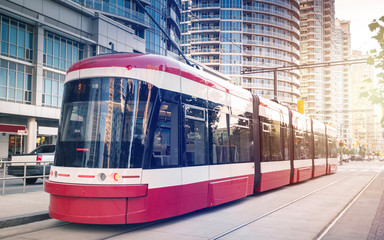 Obraz na płótnie Canvas Streetcar in Toronto, Ontario, Canada
