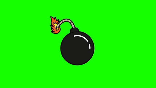 bomb exploded animation green screen. 2D flat simple motion