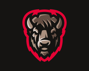Bison modern logo. Bull template design emblem for a sport and eSport team. © augustos
